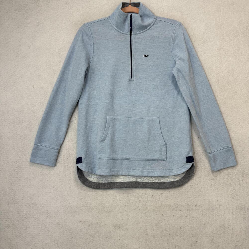 Vineyard Vines Sweatshirt Womens XS Blue 1/4 Zip Mock Neck Kangaroo Pocket